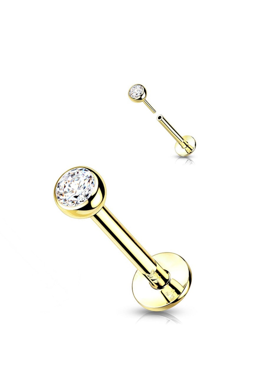 14K Threadless Flat Back Stud