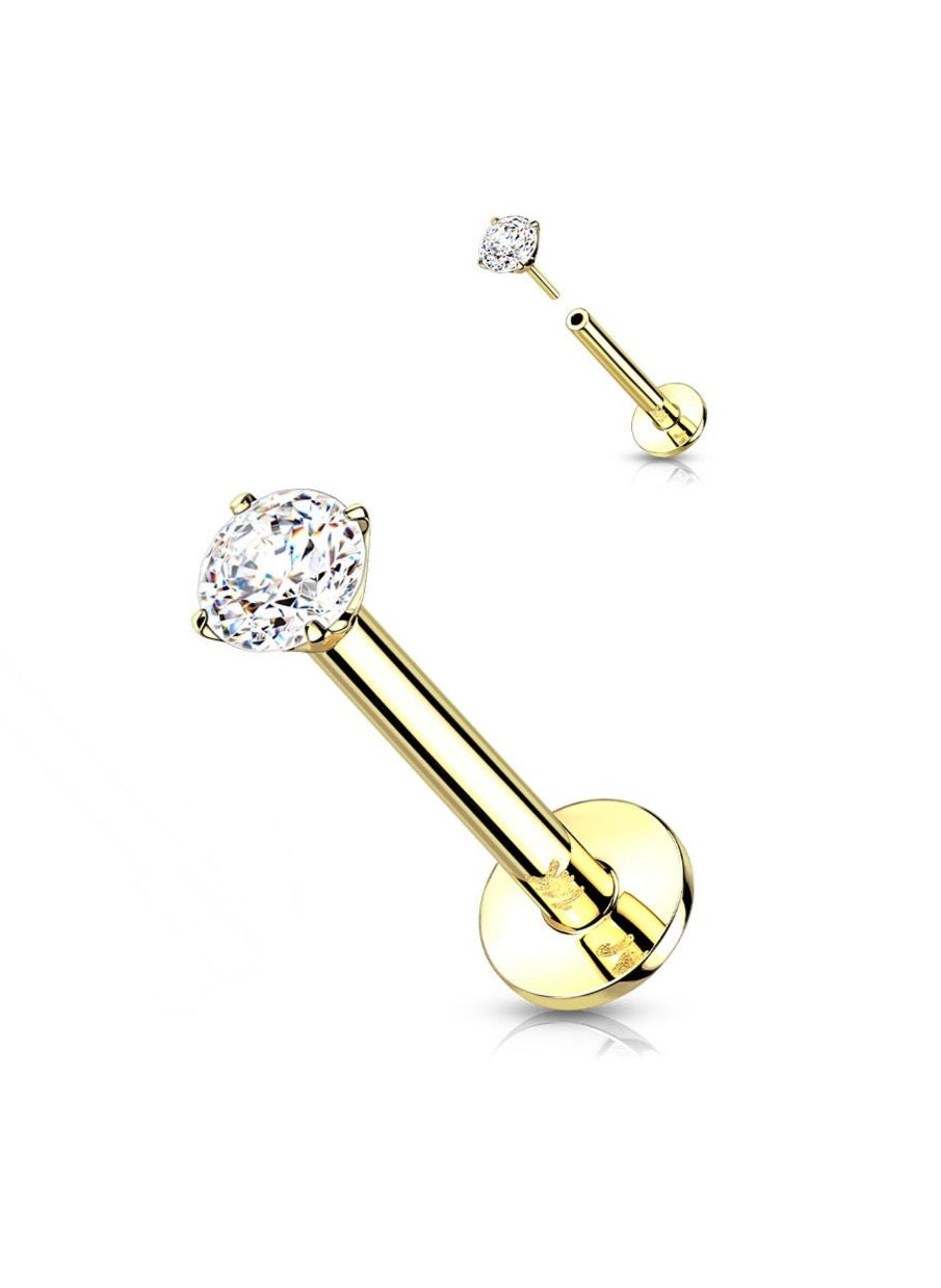 14K Threadless Flat Back Stud
