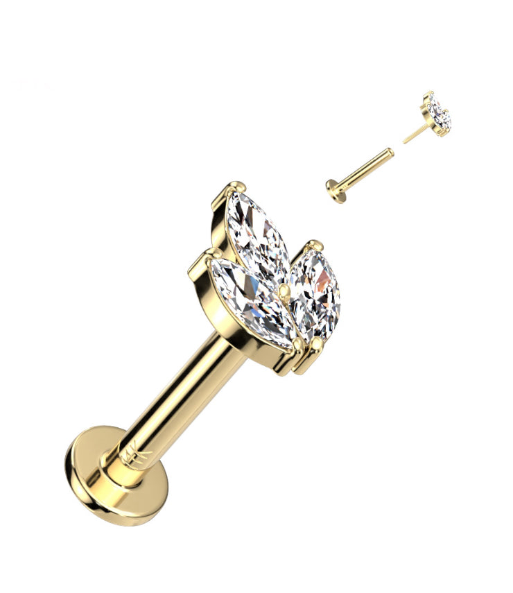 14k Threadless Flat back Stud