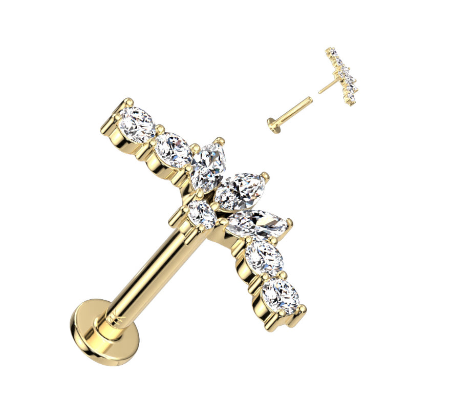 14k Threadless Flat back Stud