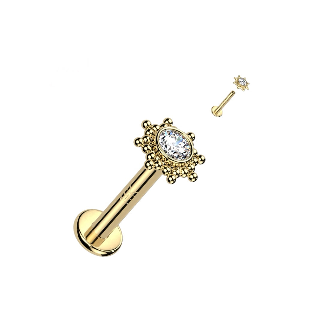 14k Threadless Flat Back Stud