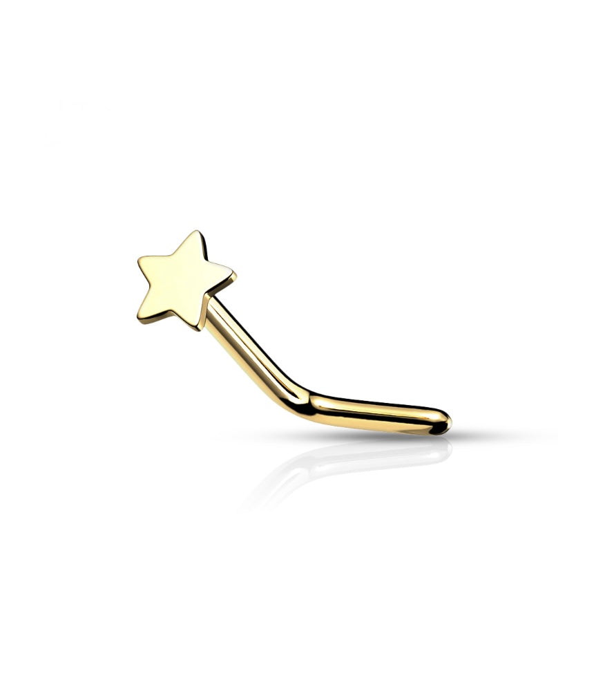 14K Gold Star Nose Stud